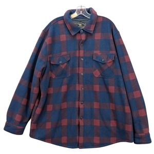 Voyager Jacket Men's Shacket Plaid Sherpa Lined Flannel Blue Maroon‎ Retro Sz XL